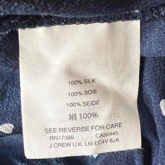 Madewell Faux Wrap 100% Silk Top with Heart Detailing Deep Navy Size Small EUC - Picture 6 of 7